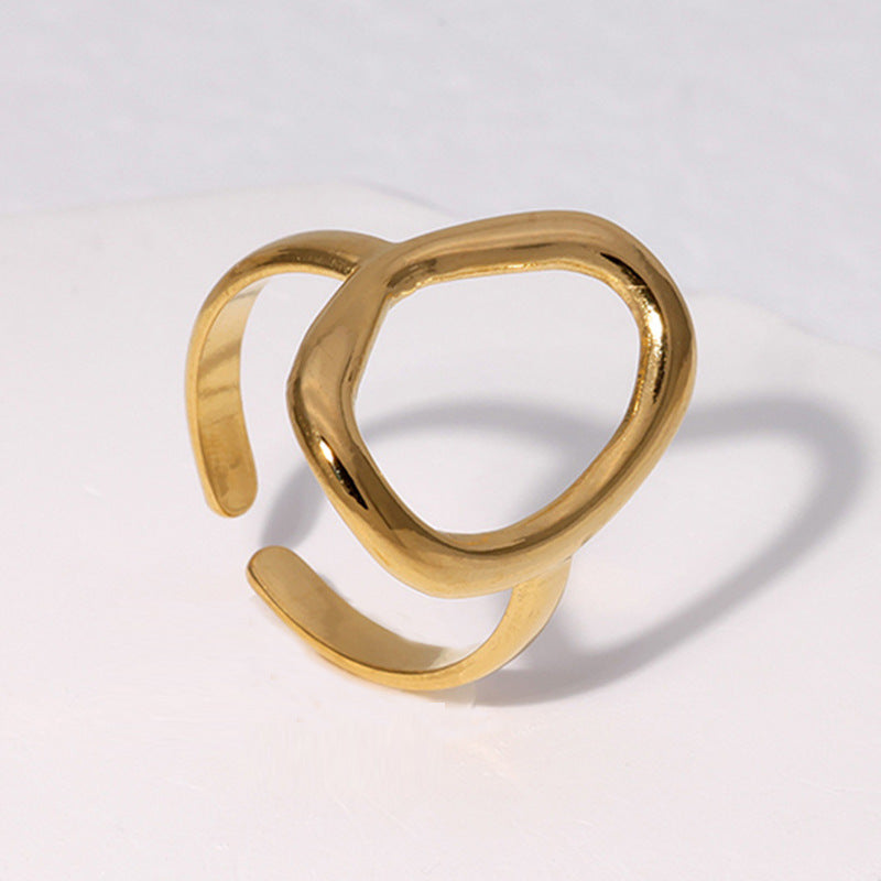 Anillo abierto acero inoxidable geométrico