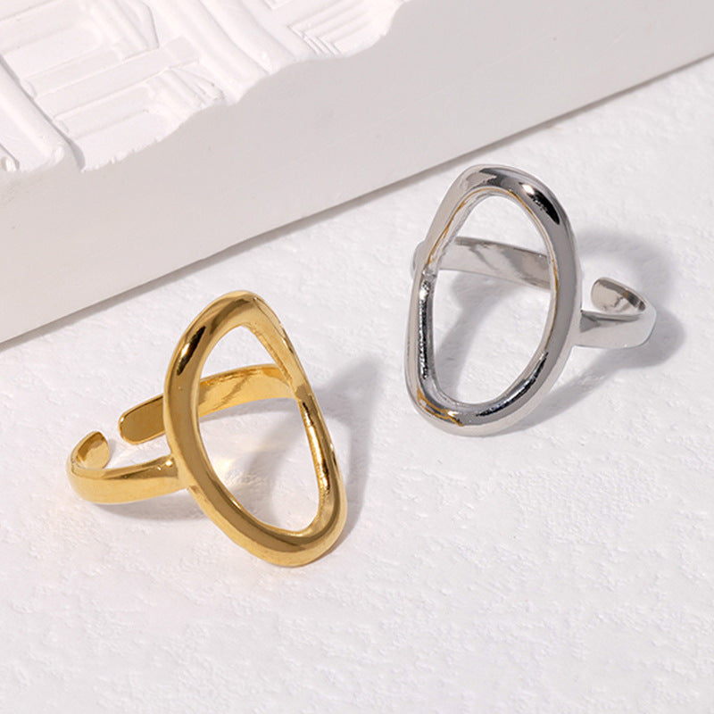 Anillo abierto acero inoxidable geométrico