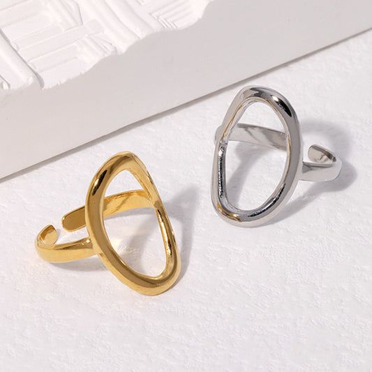 Anillo abierto acero inoxidable geométrico