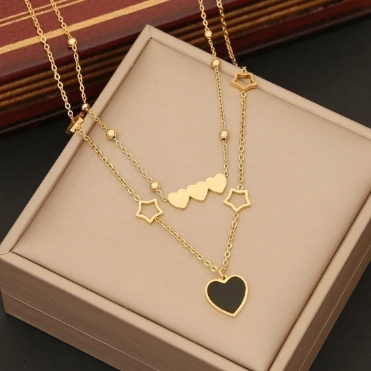 Colgante acero inoxidable con corazones y estrellas